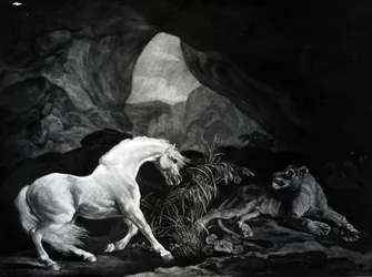Un cheval effrayé par une lionne, gravé par Benjamin Green, 1774