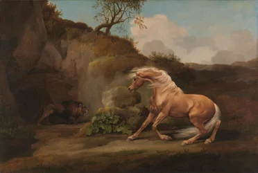 Cheval effrayé par un lion