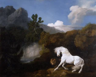 Cheval effrayé par un lion