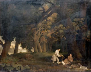 Scène de chasse en forêt