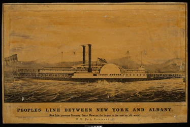 Ligne des peuples entre New York et Albany. Nouveau bateau à vapeur basse pression Isaac Newton, le plus grand du nouveau ou de l