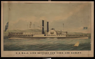 Ligne de courrier des États-Unis entre New York et Albany tous les jours à 17h...