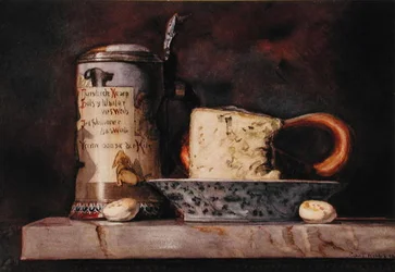 Nature morte avec fromage et chope