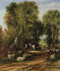 Scène pastorale avec moutons, 19ème siècle