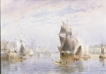 Petite embarcation sur la rivière à Whitby près du pont de Whitby, 1877