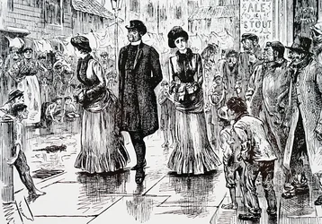 Une inspection des classes inférieures. Par George du Maurier (1834-1896) un caricaturiste et auteur franco-britannique