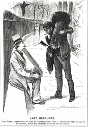 Caricature représentant un ramoneur et ses brosses