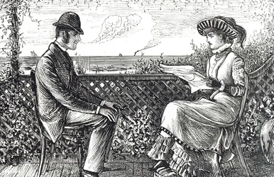 Caricature représentant un mari et une femme - le mari est responsable des dettes de sa femme à moins qu