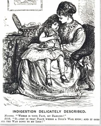 Caricature représentant une jeune fille souffrant d