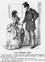 La race à venir. Le chirurgien du futur. Caricature de George du Maurier pour Punch, Londres, 14 septembre 1872, montrant l
