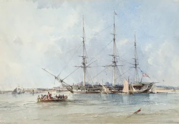 La frégate Blackwall Seringapatam au mouillage au large du fort de Tilbury