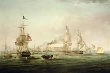 Vue du port de Hull avec le Spartan