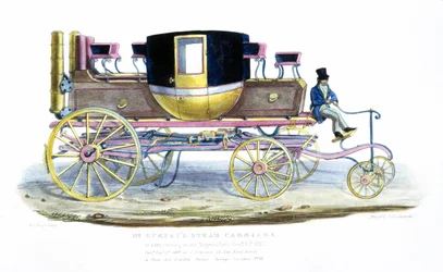 La voiture à vapeur de M. Gurney vue en marche dans Regents Park, 6 novembre 1827