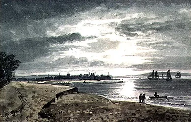 Vue de la rivière Adur avec New Shoreham au loin