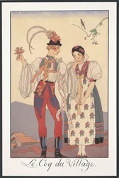 Falbalas et Fanfreluches, Almanach pour 1922, Le coq du village, par George Barbier, impression