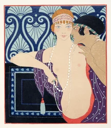Les Trois Beautés de Mnasidika, illustration de Les Chansons de Bilitis, par Pierre Louÿs, pub. 1922 (pochoir)