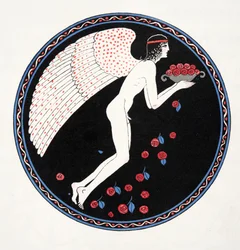 Roses dans la Nuit, illustration des Chansons de Bilitis, par Pierre Louÿs, pub. 1922