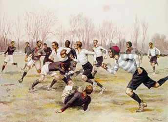 Football (Rugby), match de championnat au Parc de Saint Cloud, calendrier sportif, février