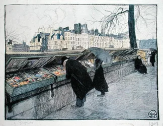 Bouquinistes le long de la rive gauche de la Seine près du Pont-Neuf, Paris