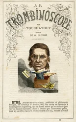 Emile LITTRE (1801-1881) - illustration du "Trombinoscope", périodique politique satirique de Léon-Charles Bienvenu, dit Touchatout (1835-1910) monographie N. 18, Imprimerie Vallee, Paris