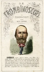 Giuseppe GARIBALDI (1807-1882) illustration du "Trombinoscope", périodique politique satirique de Léon-Charles Bienvenu, dit Touchatout (1835-1910) monographie N. 20, imprimerie Vallee, Paris