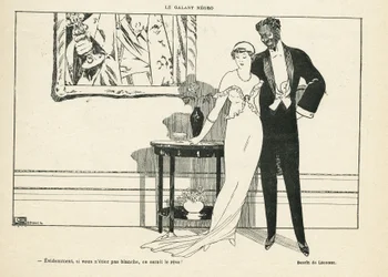 Illustration de Georges Leonnec (1881-1940) dans Le Lire, 20/07/12 - Le galant homme noir - Amour, xénophobie - Noir