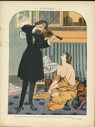 Illustration de Georges Leonnec (1881-1940) dans Le Rire, 21/09/12 - Turquie - Musique, Violon
