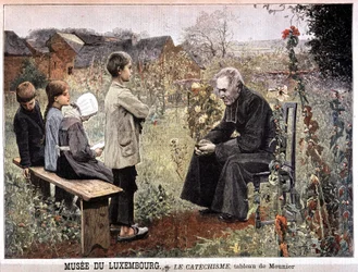 Le catéchisme (prêtre et enfants dans le jardin) par Georges Meunier, Musée du Luxembourg - dans Le Petit Journal du 5 juin