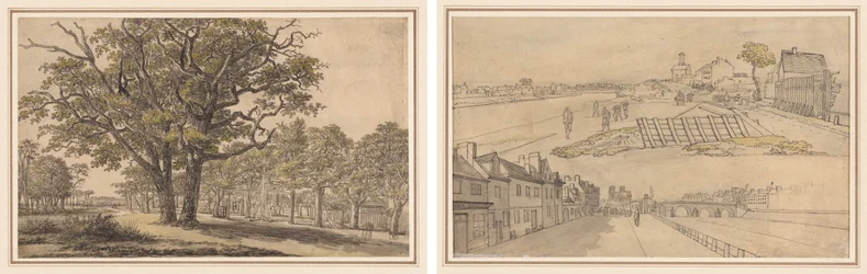 Paysage (recto) Deux vues de Paris (verso)