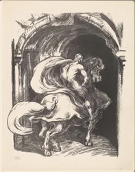 Cavalier entrant dans une porte
