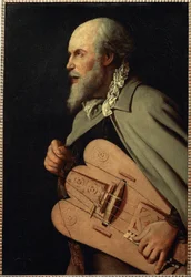 Gurdy Player (peinture sur toile)