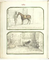 Sans titre [homme avec cheval, et couple se relaxant près du feu]