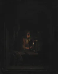Fille avec une bougie