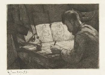 Autoportrait à la table de dessin