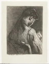 Fille assise, vue de dos