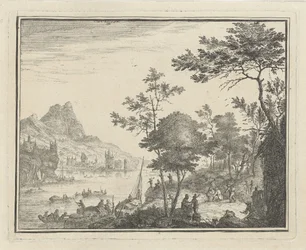 Paysage fluvial avec débarcadère