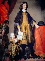 Portrait de Cecilius Calvert, 2e Lord Baltimore du Maryland, avec son petit-fils et son domestique