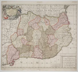 Principauté de Catalogne, vers 1702 (eau-forte coloriée à la main)