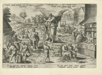 Le Temps au milieu de scènes avec des métiers et des activités humaines (Allégories moralisatrices du temps)
