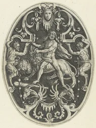 Décoration plate : Hercule et le lion de Némée