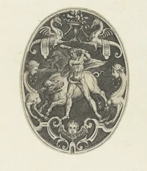 Décoration plate : Hercule capture le sanglier d