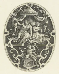 Décoration plate : Hercule étrangle les deux serpents dans son berceau