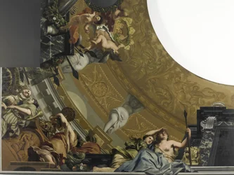 Décoration de plafond en cinq parties pour la grande salle du palais de Soestdijk