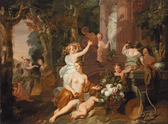 Nymphes et Bacchantes rendant hommage au temple de Flore