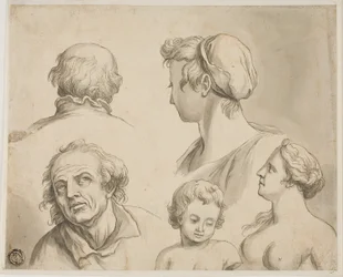 Croquis de cinq bustes