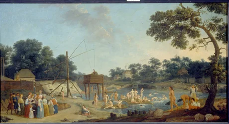 Vue des bains de Serebryanichesky à Moscou