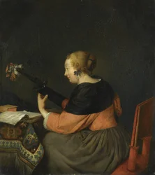 Une dame assise jouant du luth
