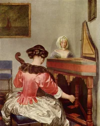 Deux femmes jouant de la musique dans un intérieur