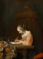 Femme écrivant une lettre, vers 1655