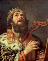 Néerlandais : Harpspelende koning David Le roi David jouant de la harpe